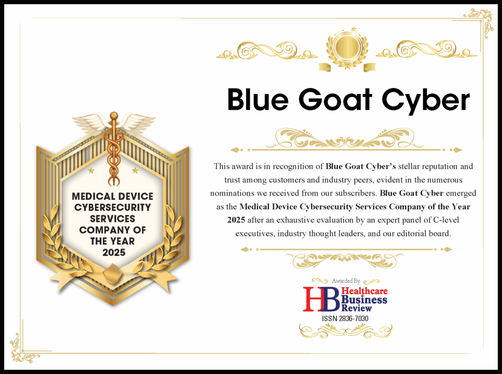 Blue Goat Cyber Medical Device Cybersecurity Company of the Year